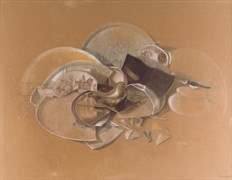 Ilhan Sayın, Yuva 2 - Altınkus, 2024, Kagit uzerine toz pastel ve renkli kuru boya, 50x68 cm, Sanatci ve KAIROS Galeri’nin izniyle, Fotograf: Yapı Kredi Kultur Sanat için Koray Senturk